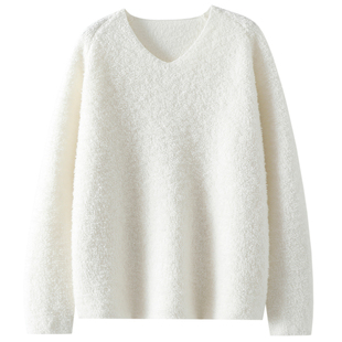 太赞了巨爱！加厚圈圈针100%纯山羊绒衫女V领纯羊绒毛衣冬宽松