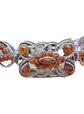 美国代购波罗的海琥珀纯银手链