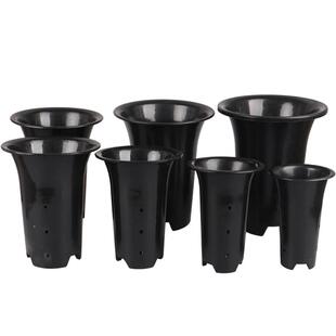 园艺兰花盆加厚黑色塑料透气排水带孔种植盆栽盆君子兰花专用盘