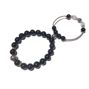 情人节礼物情侣手链刻字黑曜石一对转运纪念信物送男女友老婆定情