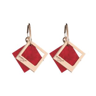 高级秋冬季夸张大气红色耳环2024新款潮网红气质纯银耳钉长耳饰女