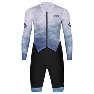 SWG铭胜男款连体骑行服长袖公路车山地车排汗双箭头裤垫速干透气