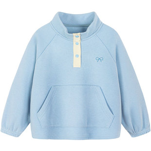 迷你巴拉女童儿童卫衣 春季新品保暖内里加绒下摆抽绳调节上衣