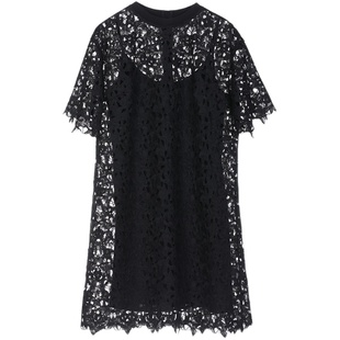 Yifini/易菲法式复古中长款蕾丝连衣裙女夏季新款吊带两件套