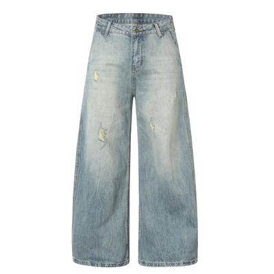 OKKO周边 2025秋季新品实拍复古洗水荆棘图案做旧弯刀牛仔长裤