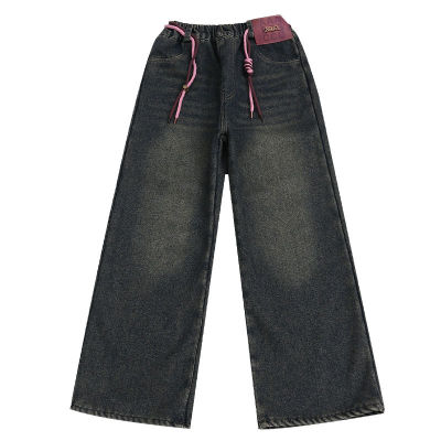 童装冬季女童加厚加绒牛仔裤