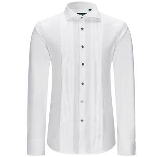 【婚礼标配】法式风琴褶纯棉白衬衫塔士多礼服正装新郎婚礼服衬衣