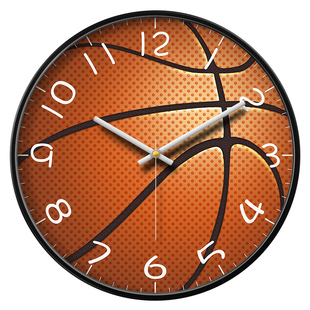 创意篮球挂钟电波时钟客厅钟表家用学生儿童卧室挂墙现代装饰挂表