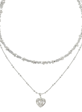 nicedream清甜水晶爱心叠戴项链