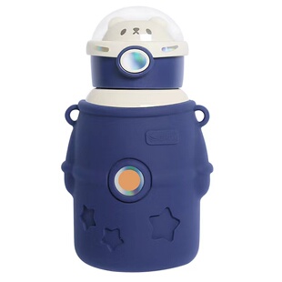 宇航员抱抱星球儿童保温杯吸管小学生上学专用便携水壶宝宝水杯子