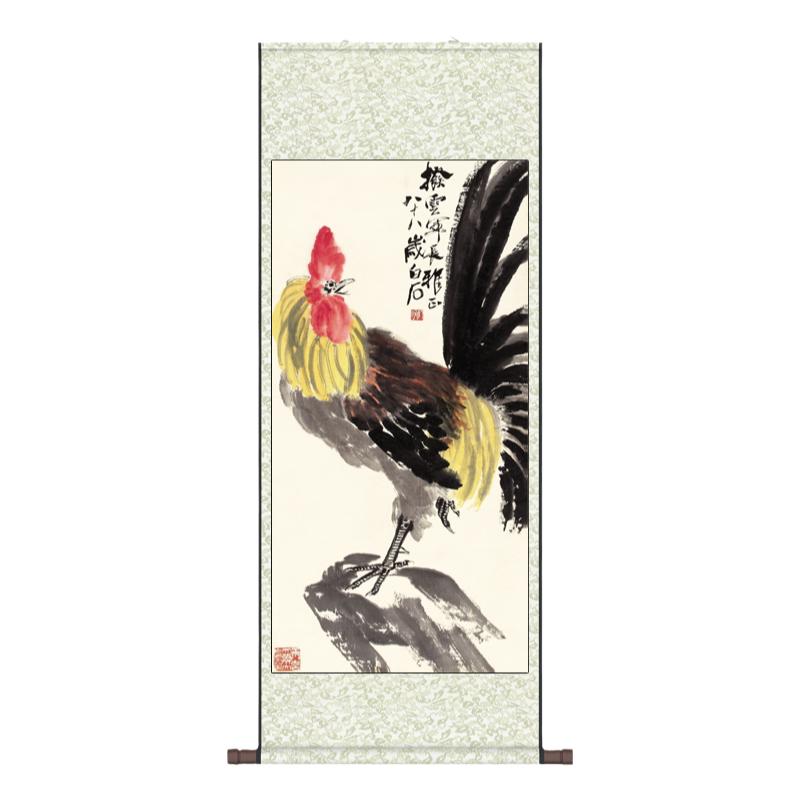 大公鸡画富贵如意吉祥大吉鸡图国画雄鸡图金鸡报晓卷轴挂画生肖画