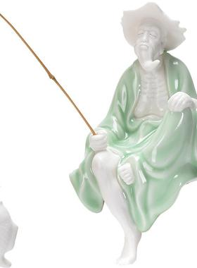 陶瓷摆件户外假山人物装饰品