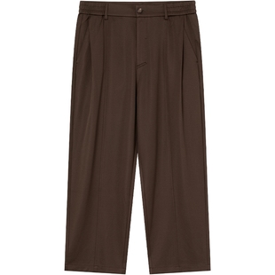 JDV男装商场同款春季新款咖啡色棉质九分休闲裤子百搭SPN56P6