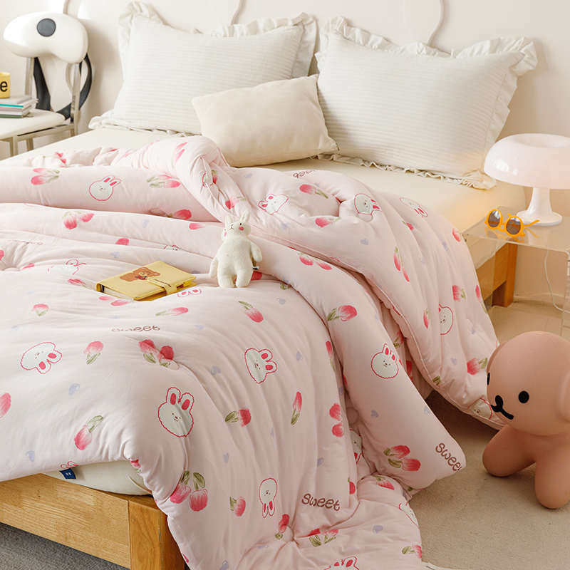 柔软针织棉大豆被秋冬被子卡通花朵被芯学生被芯双人保暖贴身床品