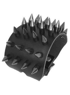 尖铆钉塑料圆柱朋克宽柔软皮手链