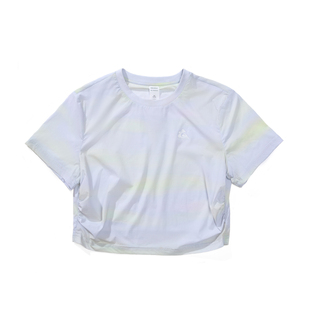 Monterest X Quiksilver联名 抽褶晕染条纹印花宽松圆领短袖T恤女