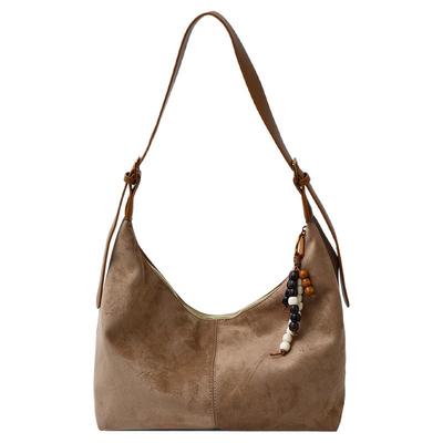 简约复古麂皮绒包包女2025新款通勤百搭斜挎包大容量单肩包托特包