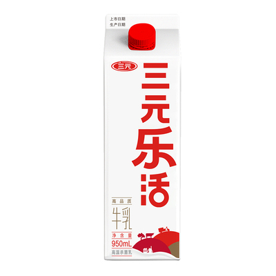 [百亿]三元乐活低温牛奶950ml*4盒生牛乳营养纯牛奶低温牛奶