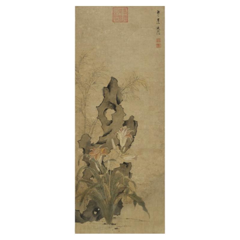 陈洪绶寿萱图明清花鸟画