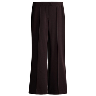 HM女装裤子冬季通勤高腰舒适前部裤线微喇重磅汗布长裤1322776