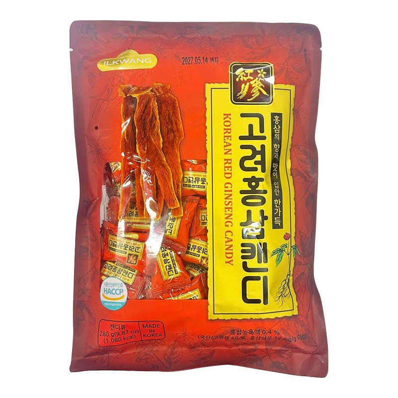 ILKWANG 进口高丽红参糖韩国制造零食益气强身280g补气血补充能量