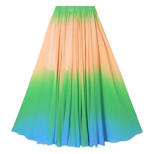 渐变舞蹈裙古典舞大摆裙成人中国风雪纺半身裙纱720度卜卦跳舞裙