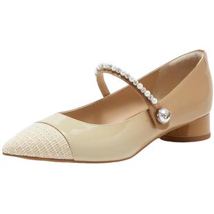 真美诗樱花白巧2024秋季新款小香风格呢拼接渐变玛丽珍鞋YYK05CQ4