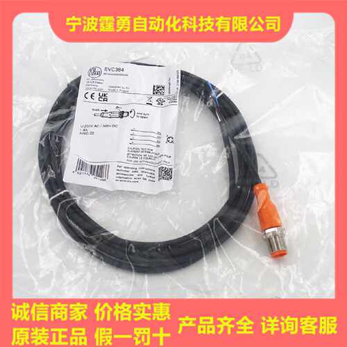 议价全新原装EVC384德国IFM易福门公头连接线缆3M直插EVC384现货