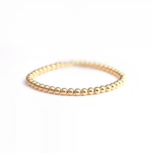 欧美国进口14K包金珠珠简约百搭气质可水洗叠带基础细手链轻奢女