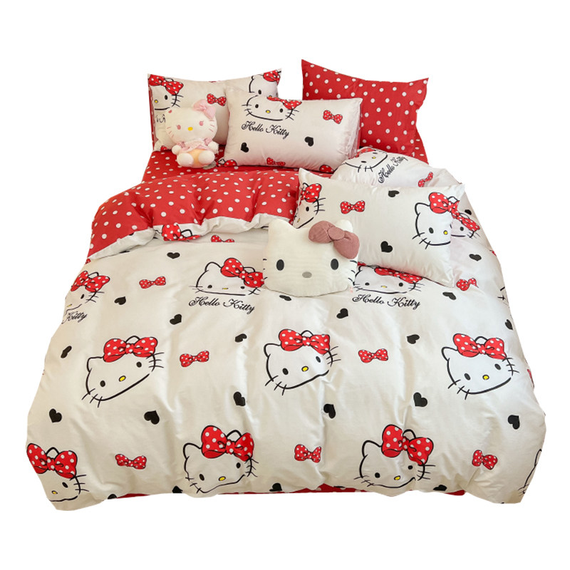 卡通风四件套全棉纯棉hellokitty