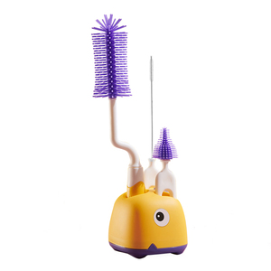 洗奶瓶涮子三合一奶瓶刷婴儿专用硅胶奶嘴刷长柄清洁刷吸管刷套装