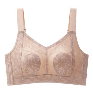 大胸显小胸内衣女全罩杯薄款大码聚拢无痕美背兔耳杯显瘦棕色文胸