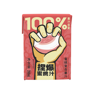 哪吒捏爆100%桃汁饮料水蜜桃汁饮品纯果汁200ml便携多规格聚餐