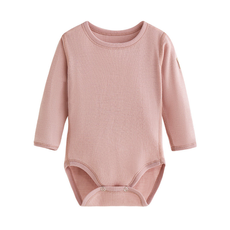 挪威JANUS白蕾丝款羊毛婴幼儿恒温保暖哈衣包屁三角长爬服秋冬
