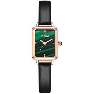 DOM腕表 坚守139道生产工序 孔雀小绿表复古小方盘简约腕表1337
