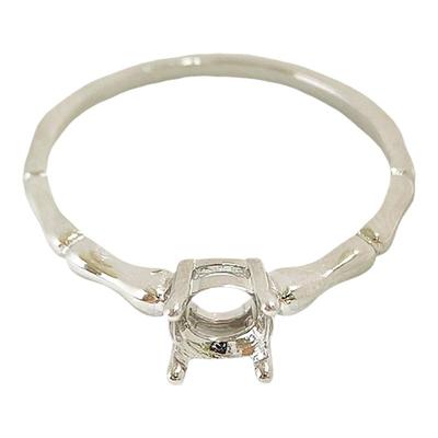 简约百搭竹节925银戒指空托饰品