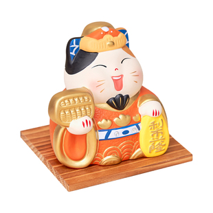 逅里「利市兴隆」财神摆件 高级感招财猫 前台收银台摆件开业礼物