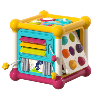 谷雨蒙氏早教六面体婴儿因果关系玩具形状配对宝宝1一3岁生日礼物