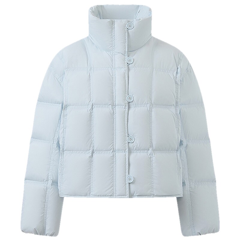 【90白鸭绒】播26冬新品短款立领方格羽绒服保暖面包服DDT4RD2073