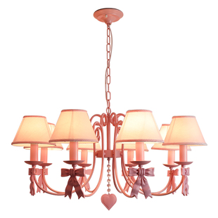 儿童房间吊灯女孩现代简约isn公主房粉卧室韩式法式欧蝴蝶结护眼