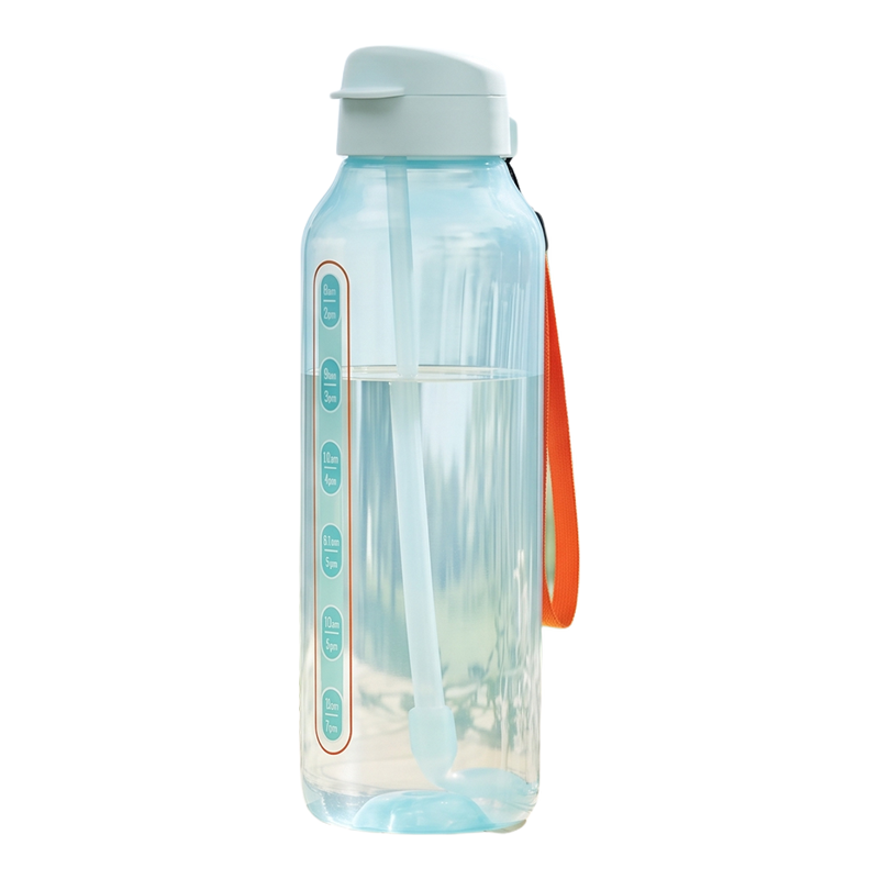 特百惠1.2L水力瓶杯子夏天冷水壶便携大容量吸管凉水壶食品级水杯
