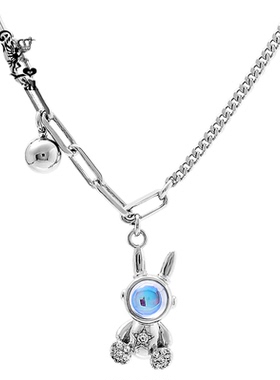 太空人宇航员吊坠轻奢小众锁骨链