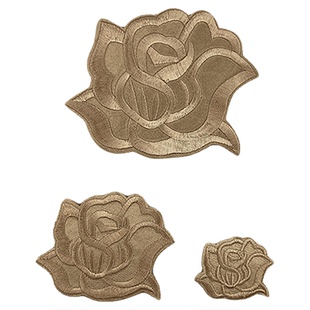 自粘米白棕色刺绣贴卡其色花朵补丁贴布贴衣服羽绒服裤子补洞贴花