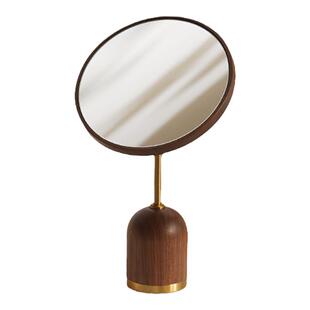 良白/桂月梳妆镜/黑胡桃樱桃实木质台式卧室桌面复古创意化妆镜子