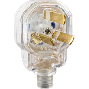 大功率电器16A三扦头防摔耐高温透明10A三脚一体纯铜阻燃三脚插头