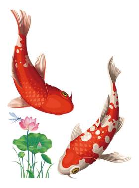 锦鲤年年有余装饰防撞门贴画