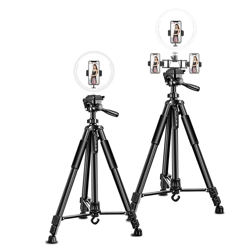 手机直播支架带补光灯2025新款落地拍摄三脚架主播美颜大光圈环形灯多功能可升降稳固户外便携防抖360度旋转