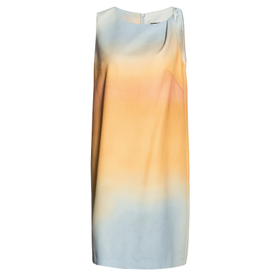 罗衣时尚通勤渐变无袖修身连衣裙