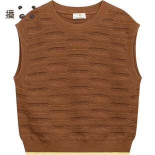 播broadcute童装毛衣马甲2024春夏新款男女圆领针织背心KGR1M830