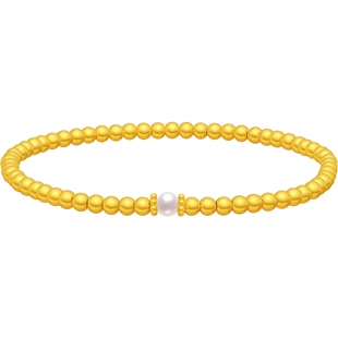 潮宏基传家宝足金手链古法黄金珍珠手饰手串转运串珠婚嫁礼物计价